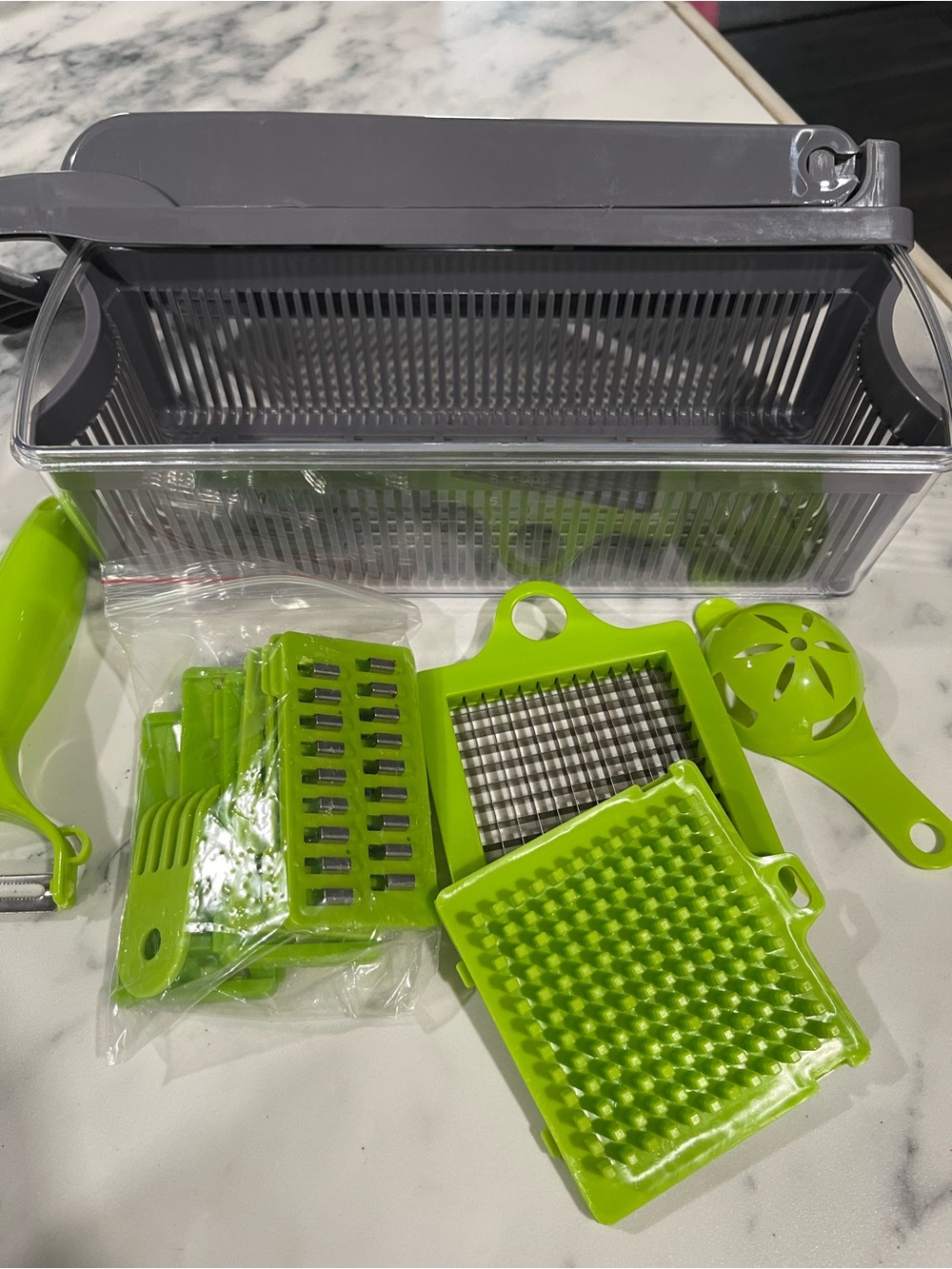 Multi-Function Vegetable Chopper and Slicer Set - Lime Green